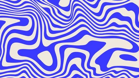 Blue wavy lines abstract background. Trendy psychedelic retro style backdrop Illustrazione stock
