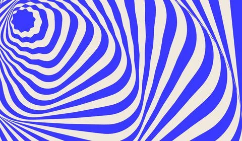 Blue wavy lines abstract background. Trendy psychedelic retro style backdrop 스톡 일러스트