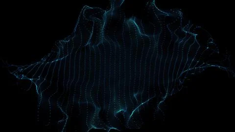 Blue wavy particles mesh background, blue dots background. Abstract digital p Stock Illustration