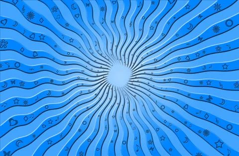 Blue wavy sun rays Stock Illustration