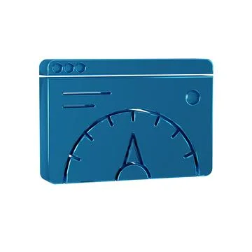 Blue Web analytics information and development website statistic icon isola.. Illustrazione stock