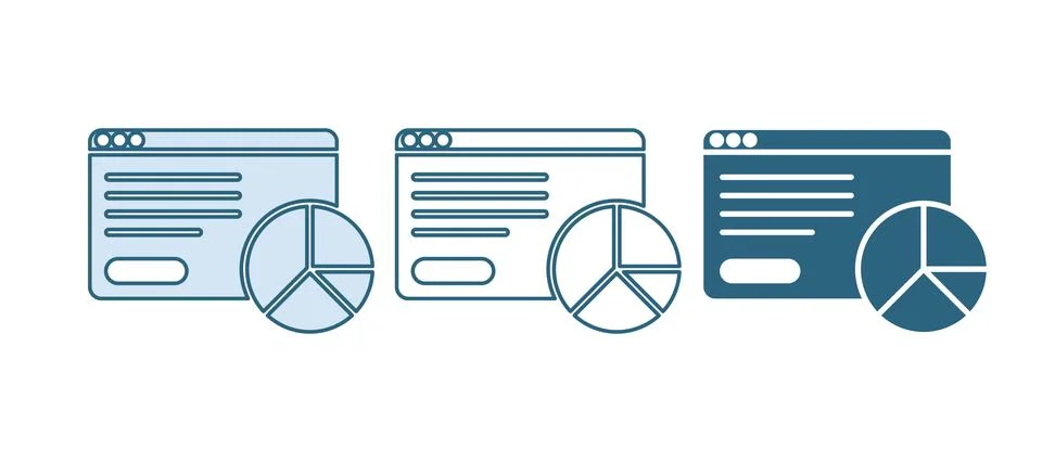 Blue Web analytics information and development website statistic icon isola.. 스톡 일러스트