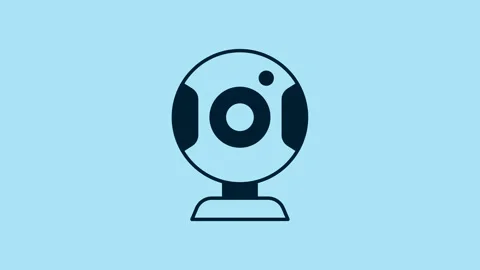 Blue Web camera icon isolated on blue background. Chat camera. Webcam icon. 4K Stock Footage 230953986