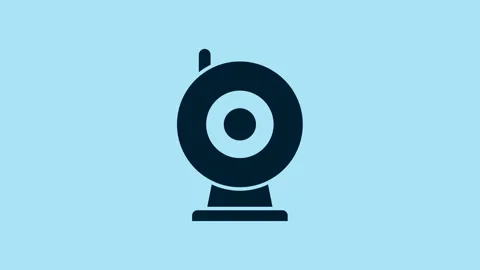 Blue Web camera icon isolated on blue background. Chat camera. Webcam icon. 4K Stock Footage 231477156