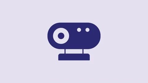 Blue Web camera icon isolated on purple background. Chat camera. Webcam icon. 4K Stock Footage 232841318