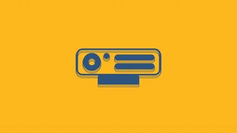 Blue Web camera icon isolated on orange background. Chat camera. Webcam icon. 4K Stock Footage 234017809