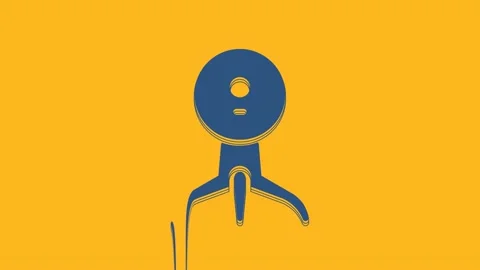 Blue Web camera icon isolated on orange background. Chat camera. Webcam icon. 4K Stock Footage 234729715