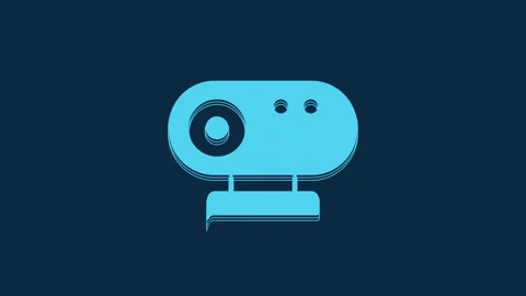 Blue Web camera icon isolated on blue background. Chat camera. Webcam icon. 4K Stock Footage 235895807