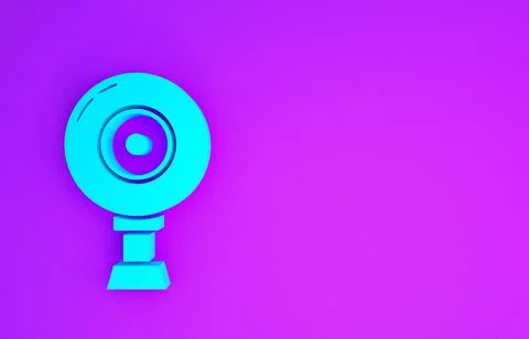Blue Web camera icon isolated on purple background. Chat camera. Webcam icon. Stock Illustration