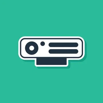 Blue Web camera icon isolated on green background. Chat camera. Webcam icon Stock Illustration