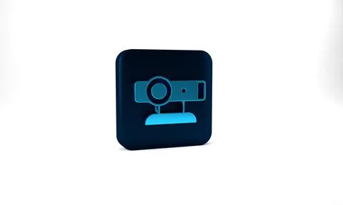 Blue Web camera icon isolated on grey background. Chat camera. Webcam icon. Blue Stock Illustration