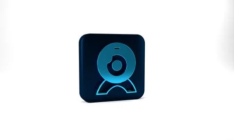 Blue Web camera icon isolated on grey background. Chat camera. Webcam icon. Blue Stock Illustration