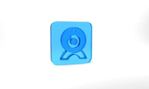 Blue Web camera icon isolated on grey background. Chat camera. Webcam icon Illustrazione stock