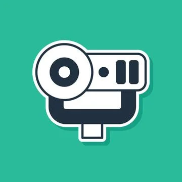 Blue Web camera icon isolated on green background. Chat camera. Webcam icon.  Stockillustratie