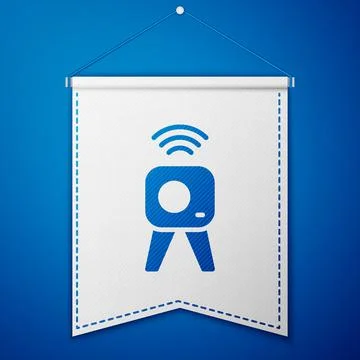 Blue Web camera icon isolated on blue background. Chat camera. Webcam icon. W 스톡 일러스트
