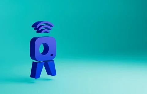 Blue Web camera icon isolated on blue background. Chat camera. Webcam icon Illustrazione stock