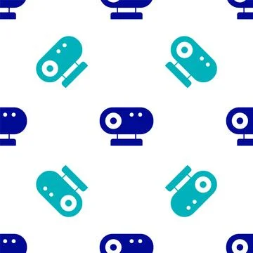 Blue Web camera icon isolated seamless pattern on white background. Chat came Stock Illustration