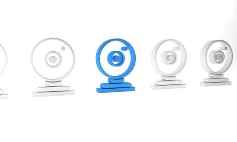 Blue Web camera icon isolated on white background. Chat camera. Webcam icon.. 스톡 일러스트