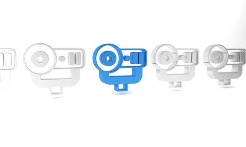 Blue Web camera icon isolated on white background. Chat camera. Webcam icon.. Illustrazione stock