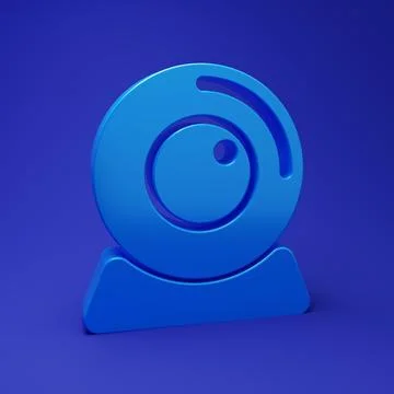 Blue Web camera icon isolated on blue background. Chat camera. Webcam icon... 库存插图