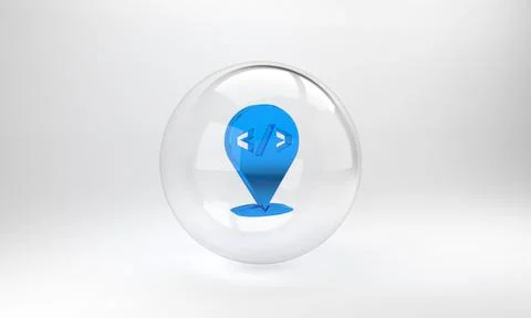 Blue Web design and front end development icon isolated on grey background. G Illustrazione stock