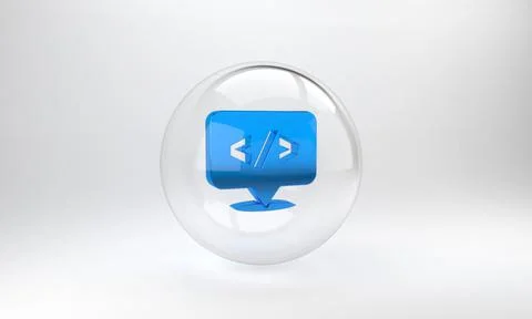 Blue Web design and front end development icon isolated on grey background. G 스톡 일러스트