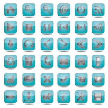 Blue web icons set Stock Illustration