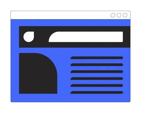 Blue web interface with bold black elements 2D cartoon object Stock Illustration