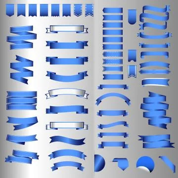 Blue Web Ribbons Set With Gradient Mesh, Vector Illustration Stock Illustration