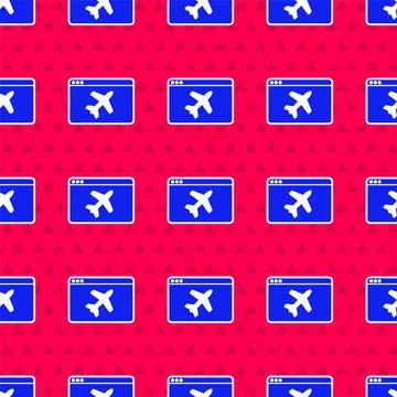 Blue Website template icon isolated seamless pattern on red background. Internet Ilustración de archivo