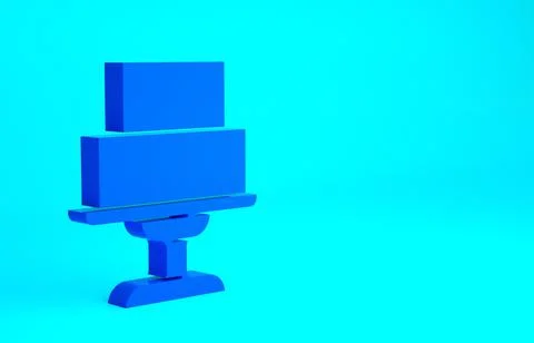 Blue Wedding cake icon isolated on blue background. Minimalism concept. 3d il Stock Illustration