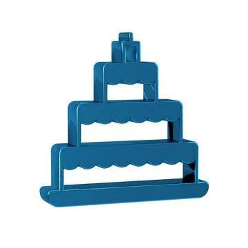 Blue Wedding cake icon isolated on transparent background. Ilustração Stock