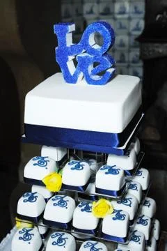 Blue wedding cake Stock Photos