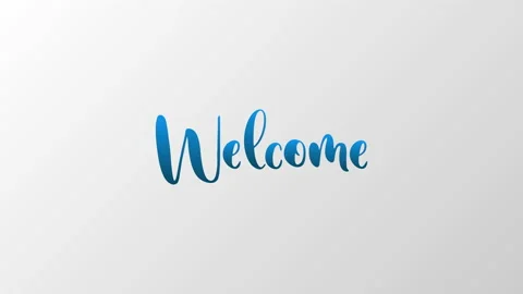 Blue welcome lettering on a white gradient background. Stock Footage