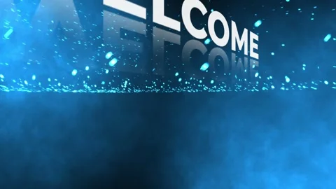 Blue Welcome Text Animation with Particle Reflection and Smoke in 4K Stock Footage 331560330