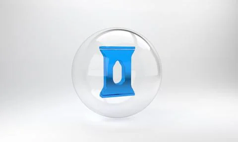 Blue Wet wipe pack icon isolated on grey background. Glass circle button. 3D  Illustrazione stock