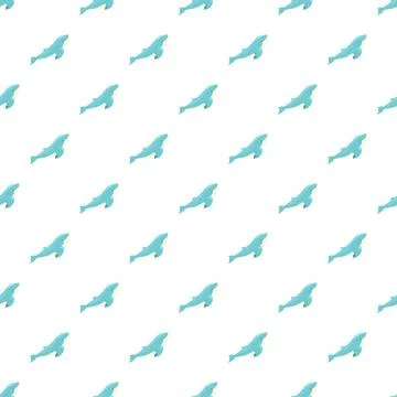 Blue whale pattern swimming on white background Stock Illustration