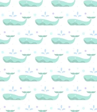 Blue whale in the sea. light pattern for children Stock Illustration