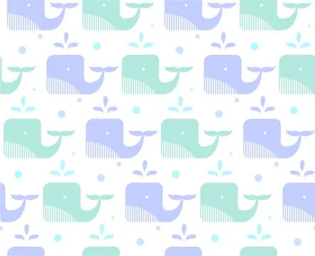 Blue whale in the sea. light pattern for children Stock Illustration