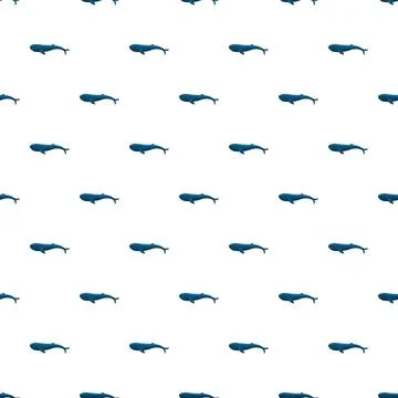 Blue whale seamless pattern swimming in uniform direction Illustrazione stock