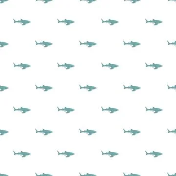Blue whale shark pattern swimming on white background Stock Illustration