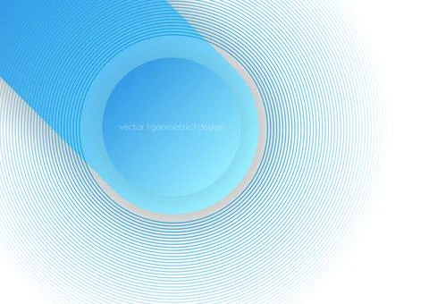 Blue white abstract geometric tech background with linear circles Stock Illustration