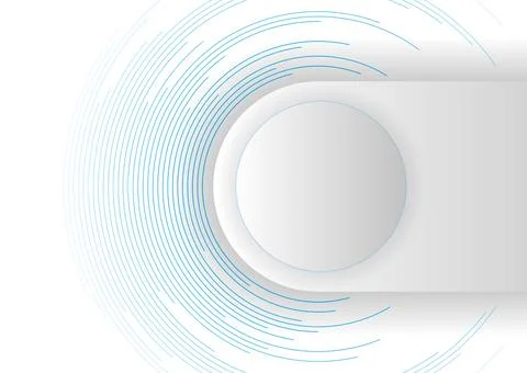 Blue white abstract geometric tech background with linear circles 스톡 일러스트