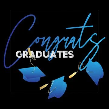 Blue, white and gold class of 2026 Graduation design template on black back.. Stock-Illustration