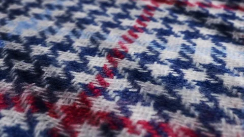 Blue white and red pattern waving close up shot. Tartan, checked texture waving Stock Footage 108971754