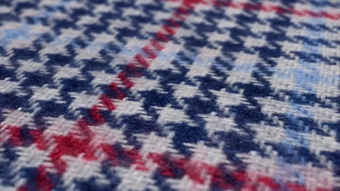 Blue white and red pattern waving close up shot. Tartan, checked texture waving Stock Footage 108971798