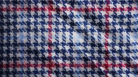 Blue white and red pattern waving close up shot. Tartan, checked texture waving Stock Footage 108971979