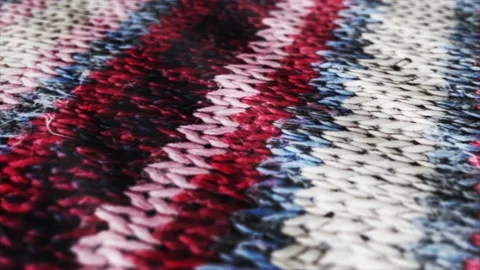 Blue white and red pattern close up shot. Tartan, checked texture waving, Sco Stock Footage 147222673