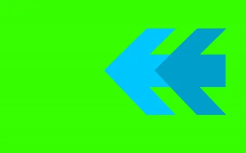 Blue white arrow dark and tone sign foue step blink and faded on green screen Stock Footage 139806537