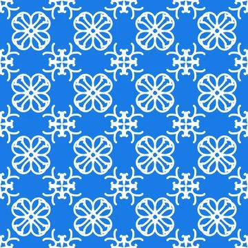 Blue white aztec floral pattern Stock Illustration